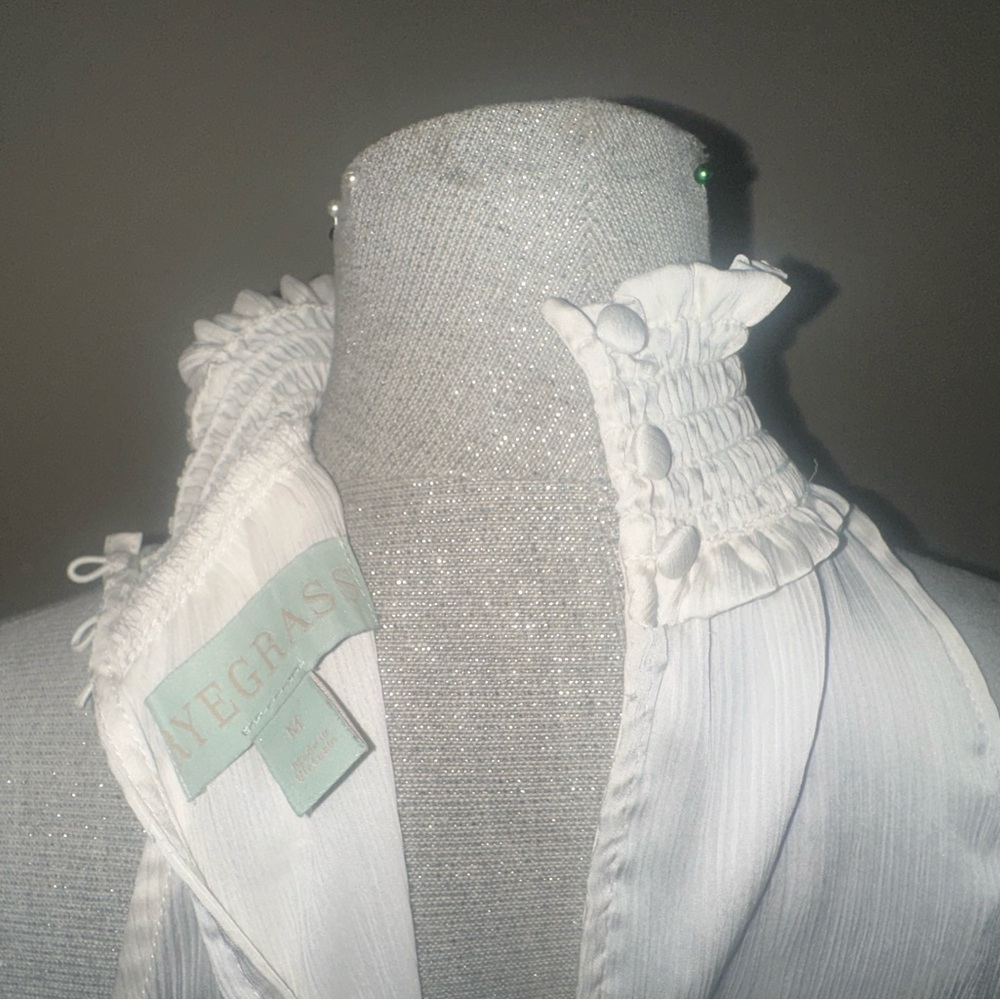White Ruffle Collar Blouse - Picture 3 of 3